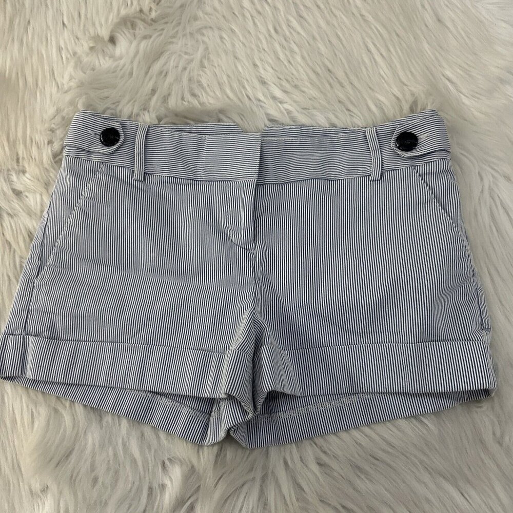 Express Blue and White Striped Women Shorts